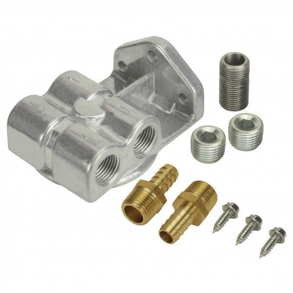 Derale Single Side Ports 3/8 Derale Single Side Ports 3/8" NPT Filter Mount with 3/4"-16 Filter Threads 13049