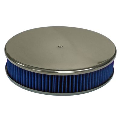 Smooth Polished Aluminium Air Filter/Air Cleaner 14 Smooth Polished Aluminium Air Filter/Air Cleaner 14" x 3" Holley Edelbrock Blue Filter
