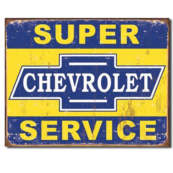 Super Chevrolet Service Weathered Metal Sign 41cm x 32cm