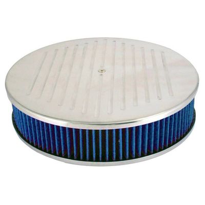 Ball Milled Aluminium Air Filter/Air Cleaner 14 Ball Milled Aluminium Air Filter/Air Cleaner 14" x 3" Holley Edelbrock Blue Cotton Filter