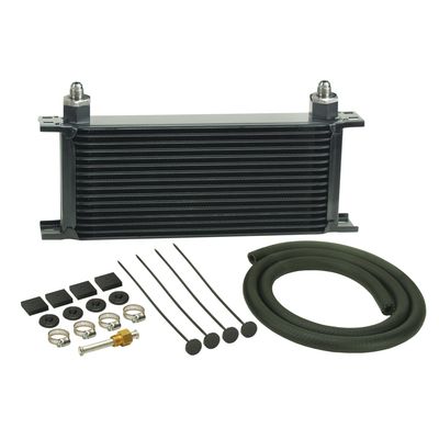 Derale Transmission 16 Row Stacked Plate Cooler Kit -6AN Male Fittings 13402