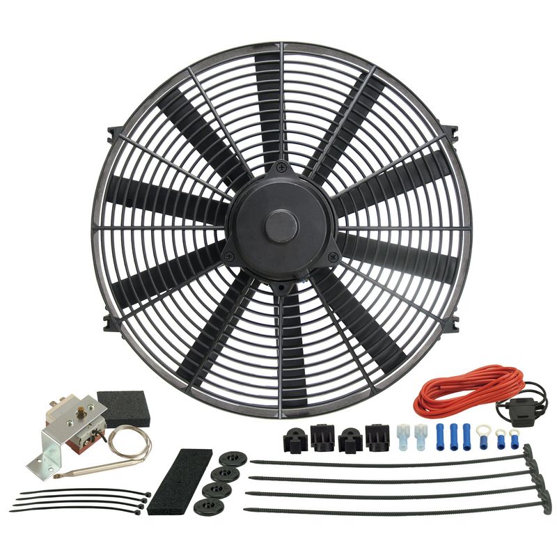 Derale 16" Straight Blade Reversible 1680Cfm Electric Fan with Thermostat 16316