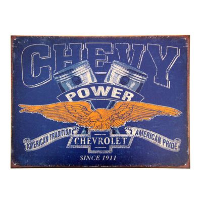 Chevy Power American Tradition-Pride Metal Sign Reproduction 32cm x 41cm Chevy Power American Tradition-Pride Metal Sign Reproduction 32cm x 41cm
