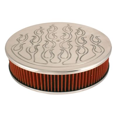 Flamed Aluminium Air Filter/Air Cleaner 14 Flamed Aluminium Air Filter/Air Cleaner 14" x 3" Holley Edelbrock Rochester Red Filter