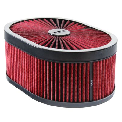 Oval Extraflow Black Edge Red Air Filter/Air Cleaner 12"x 4" Holley Edelbrock Quadrajet