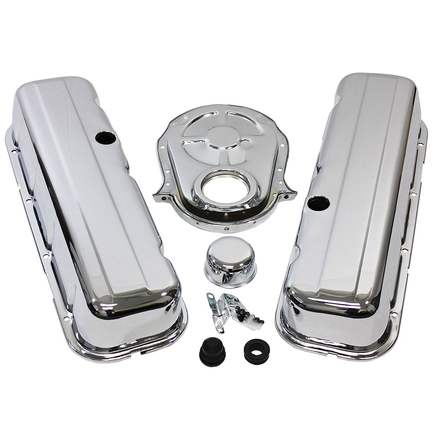 Chevrolet Big Block V8 396-454 Engine Dress Up Kit Chrome Tall Valve Rocker Cover Chevrolet Big Block V8 396-454 Engine Dress Up Kit Chrome Tall Valve Rocker Cover