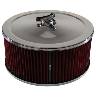 Chrome Air Filter/Air Cleaner 9 Chrome Air Filter/Air Cleaner 9" Wide x 4" Tall Suit 2-5/8" WW Stromberg Carb Red Element