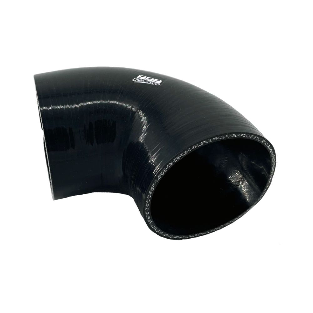Silicone Hose Black 90 Deg Elbow 89mm (3.5") ID, 50mm Leg Length