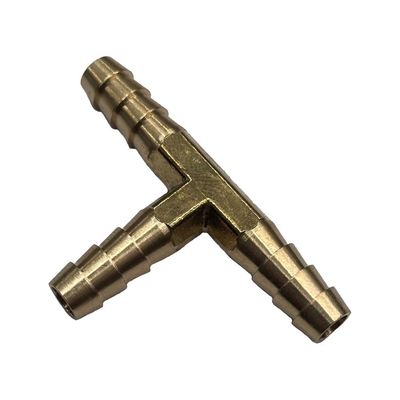 3-Way Brass Tee Piece 1/4" (6.3mm) Barbed Hose Tube Ends