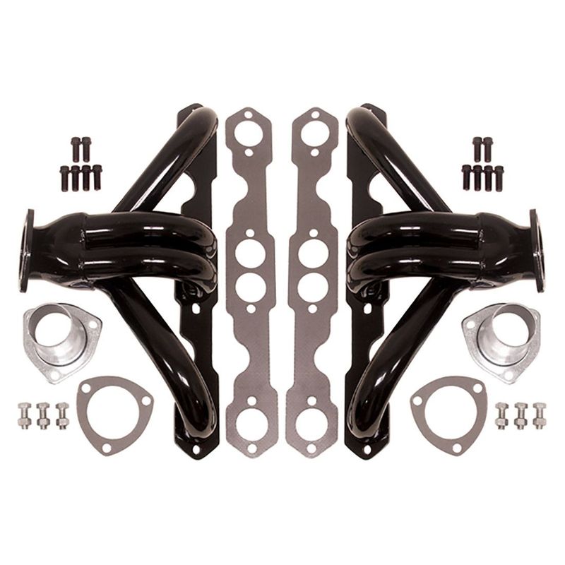 Block Hugger Headers Small Block Chevrolet Black Heavy Duty Inc Gaskets-Pair