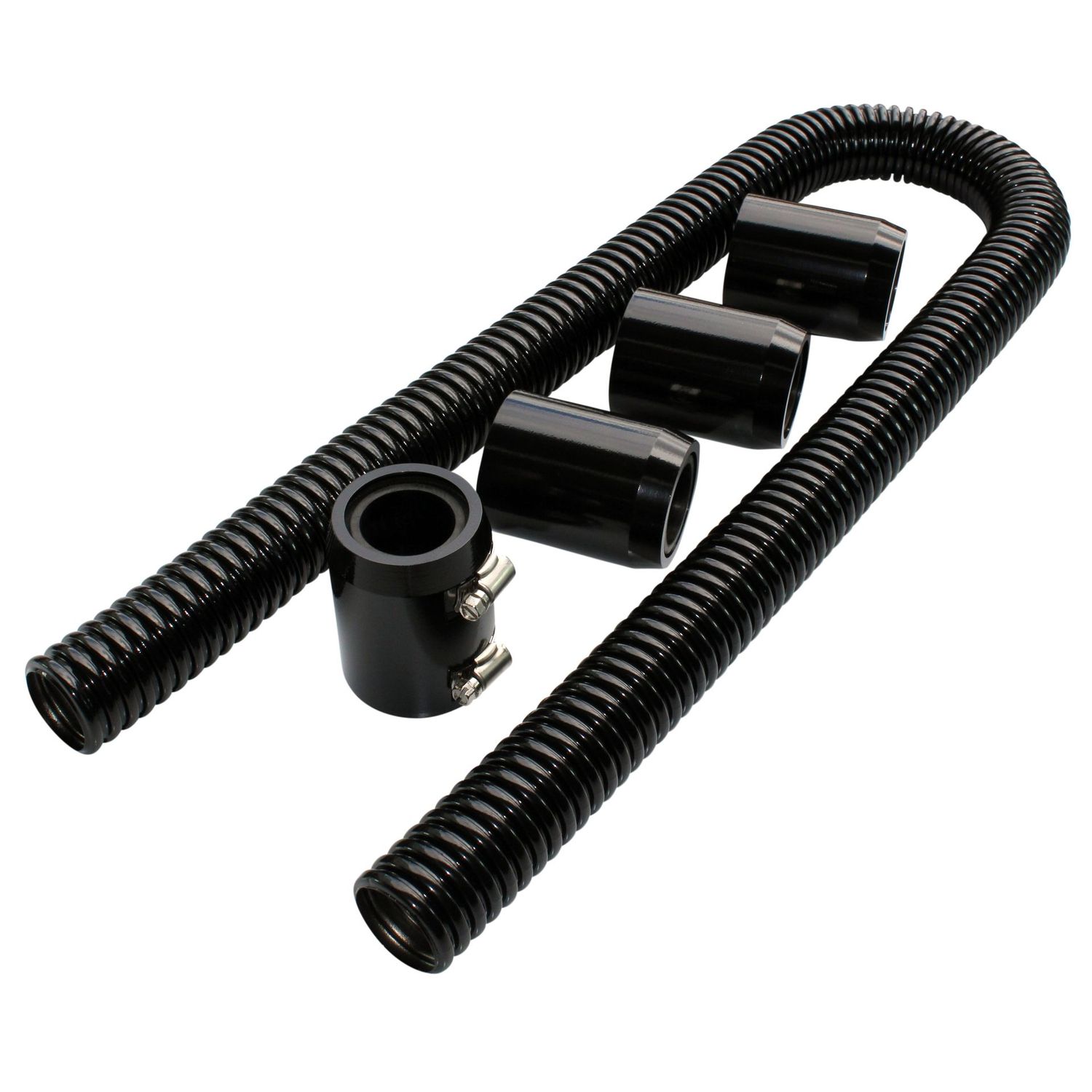 Radiator Flexible Hose Kit 48 Radiator Flexible Hose Kit 48" long Black Stainless-Alloy 1-5/8"-1-1/2"-1-1/4"ID