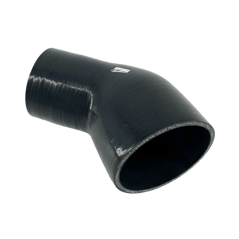 Silicone Hose Black 45 Deg Reducing Elbow 102 to 76mm (4" to 3") ID, 50mm Leg Length