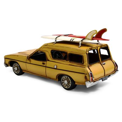Automebolia Metal Collectable 1976 Ford Falcon XC Panel Van with Surfboard - Yellow