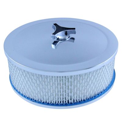Chrome Air Filter/Air Cleaner 9" Wide x 3" Tall Holley Edelbrock Quadrajet Carburettor