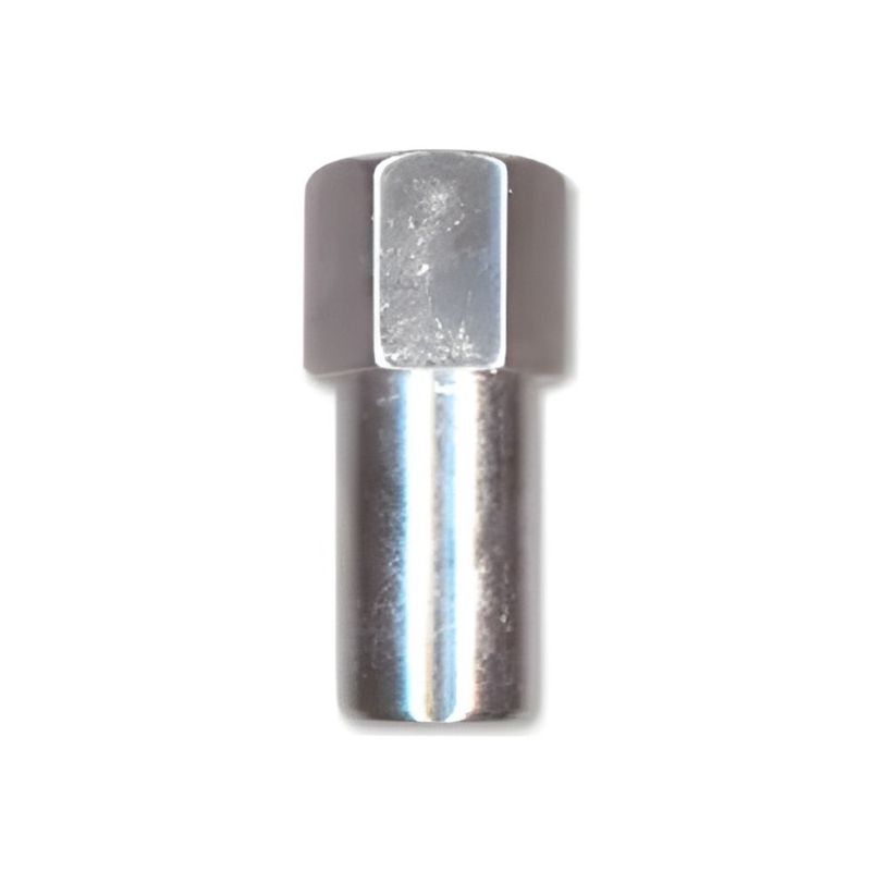 Single Chrome Flat Extra Long Mag Nut (Open End) - 12mm x 1.25 Thread, 21mm Hex