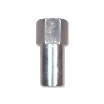 Single Chrome Flat Extra Long Mag Nut (Open End) - 12mm x 1.25 Thread, 21mm Hex Single Chrome Flat Extra Long Mag Nut (Open End) - 12mm x 1.25 Thread, 21mm Hex