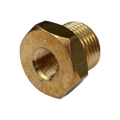 Brass Temp Bush Reducer 1/8" (8.4mm) Female NPT Thread to M18-1.5 Male Thread