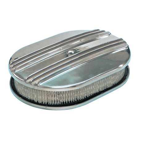 Oval Dual Centre Finned Alum Air Filter/Air Cleaner 12" x 2" Holley Edelbrock Quadrajet