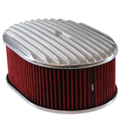 Oval Full Finned Air Filter/Air Cleaner 12" x 4" Holley Edelbrock Quadrajet Red Filter