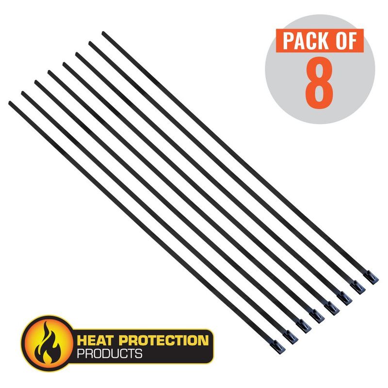 Exhaust Wrap Stainless Steel Locking Ties 355mm (14 Inch) Long Heavy Duty Qty 8