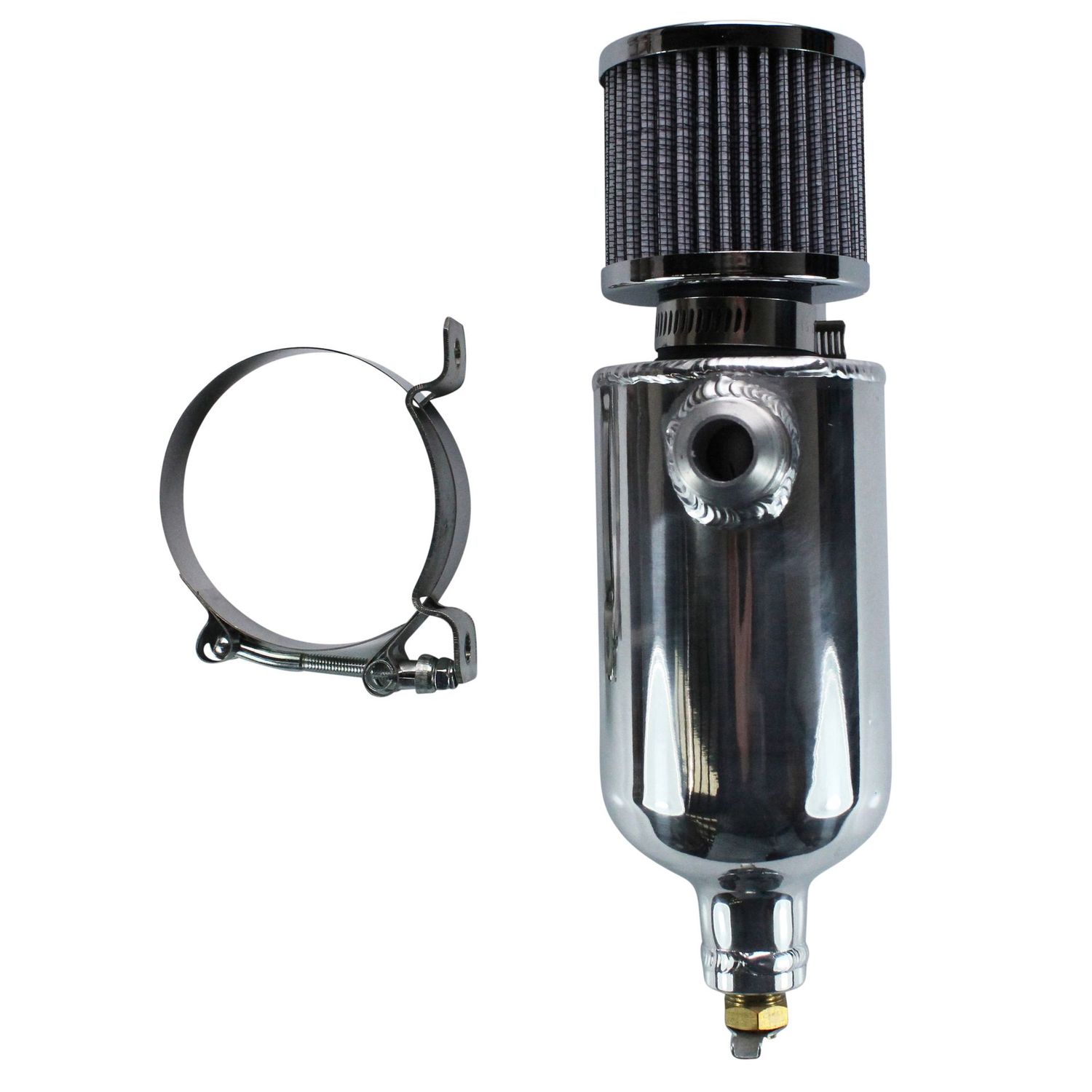 Catch Can Polished Alloy with Breather (750ml)-12AN Male Fittings