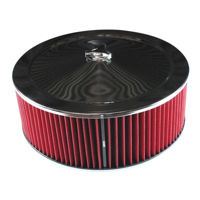 Chrome Air Filter/Air Cleaner 14 Chrome Air Filter/Air Cleaner 14" x 5" Holley Rochester Recessed Base Red Washable