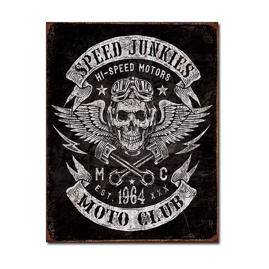 Speed Junkies Moto Club Metal Sign Reproduction 32cm x 41cm