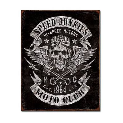 Speed Junkies Moto Club Metal Sign Reproduction 32cm x 41cm