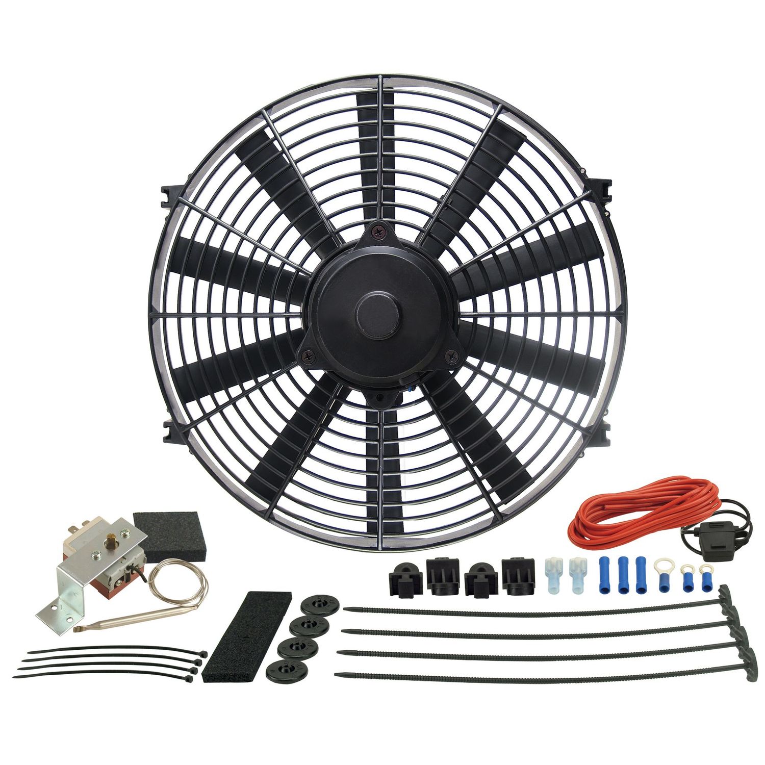 Derale 14 Derale 14" Straight Blade Reversible 1225Cfm Electric Fan with Thermostat 16314