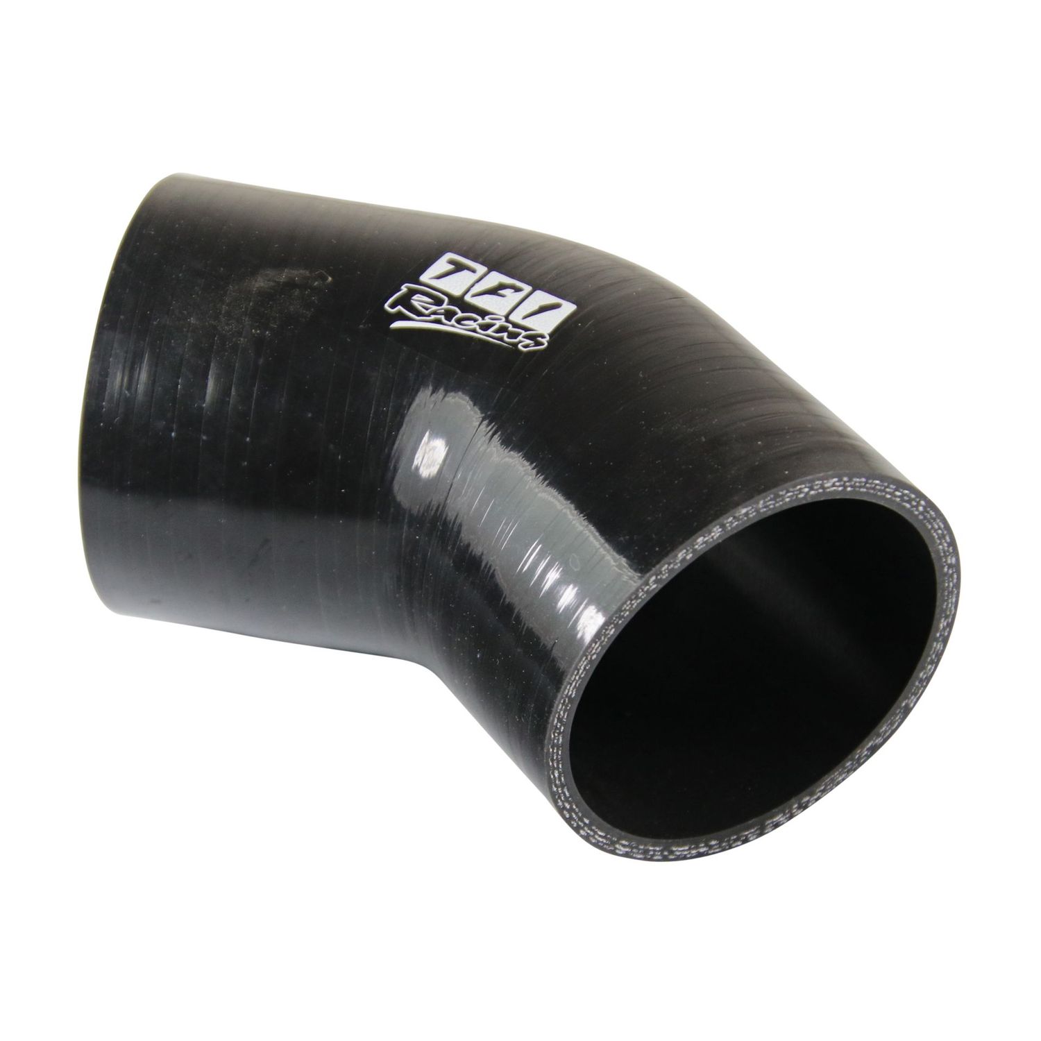 Silicone Hose Black 45 Deg Elbow 70mm (2.75") ID, 50mm Leg Length