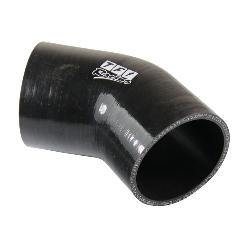Silicone Hose Black 45 Deg Elbow 70mm (2.75") ID, 50mm Leg Length