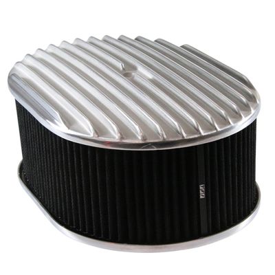 Oval Full Finned Air Filter/Air Cleaner 12" x 4" Holley Edelbrock Quadrajet Black Filter