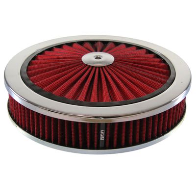 Extraflow Red Chrome Air Filter/Air Cleaner 9"x 2" Assy fit Holley 5-1/8" Base