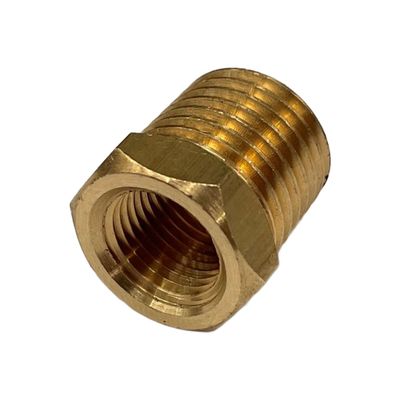 Brass Temp Bush Reducer 1/8" (8.4mm) Female NPT Thread to 1/4" (13.7mm) Male NPT Thread