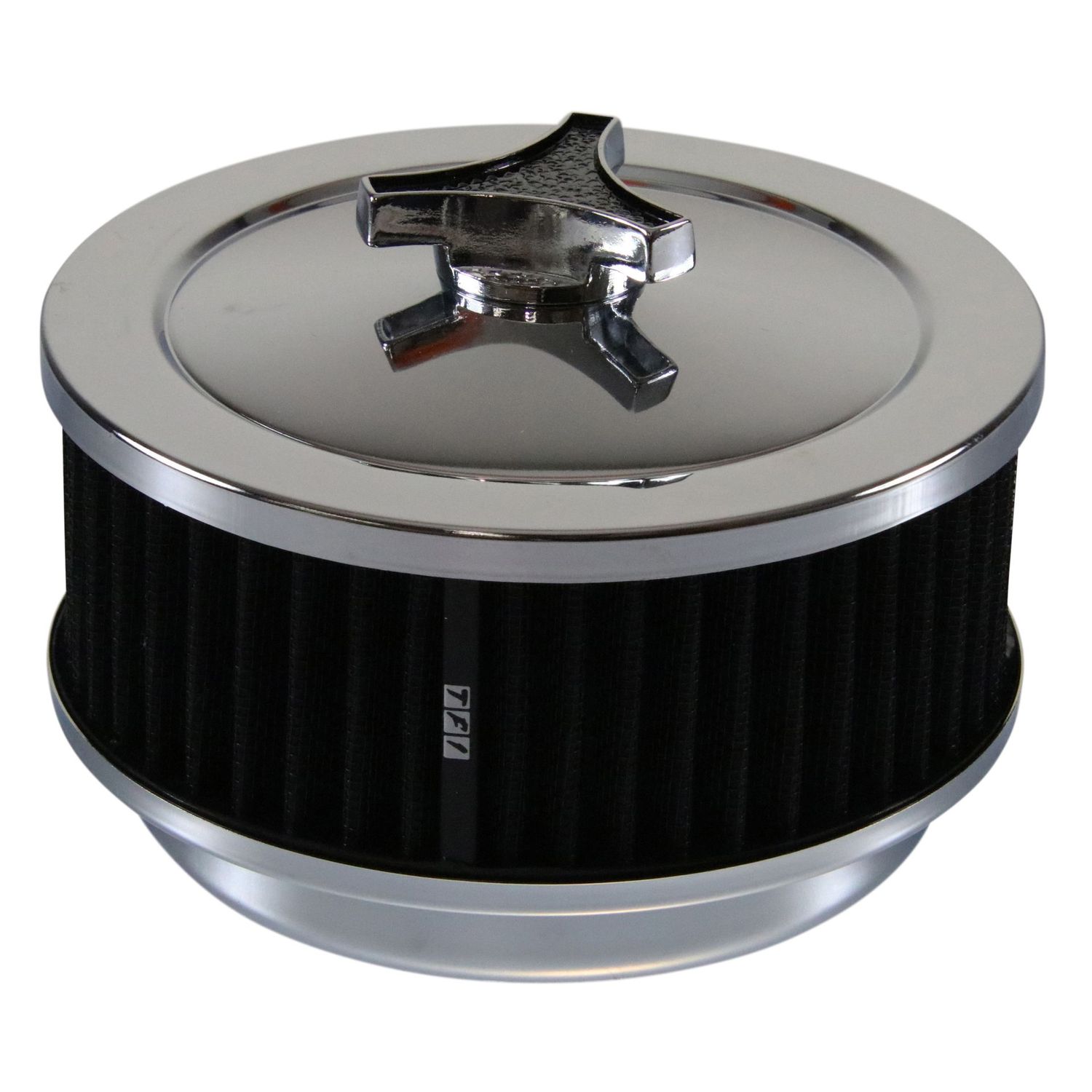 Chrome Air Filter/Air Cleaner 6-3/8 Chrome Air Filter/Air Cleaner 6-3/8" Wide x 2-1/2" Tall suit 5-1/8" Holley Carb Black Elem