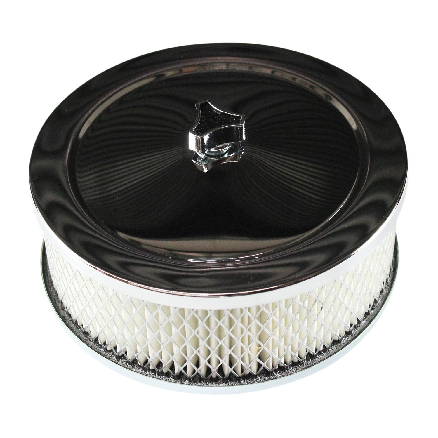Chrome Air Filter/Air Cleaner 6-3/8 Chrome Air Filter/Air Cleaner 6-3/8" Wide x 2" Tall Suit 5-1/8" Holley Carburettor