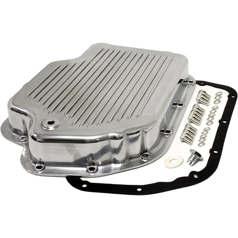 Transmission Pan GM Turbo 400 Polished Alloy Depth 2-1/4" Extra Deep Fins
