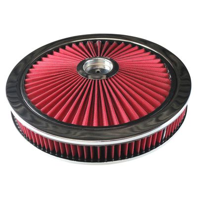 Extraflow Red Chrome Air Filter/Air Cleaner 14 Extraflow Red Chrome Air Filter/Air Cleaner 14" x 2" Holley Edelbrock Recessed Base
