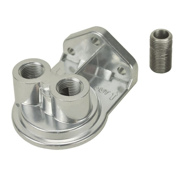 Single Ports Up Remote Filter Mount 1/4"Npt Ports, 3/4"-16 Thread Derale 25044