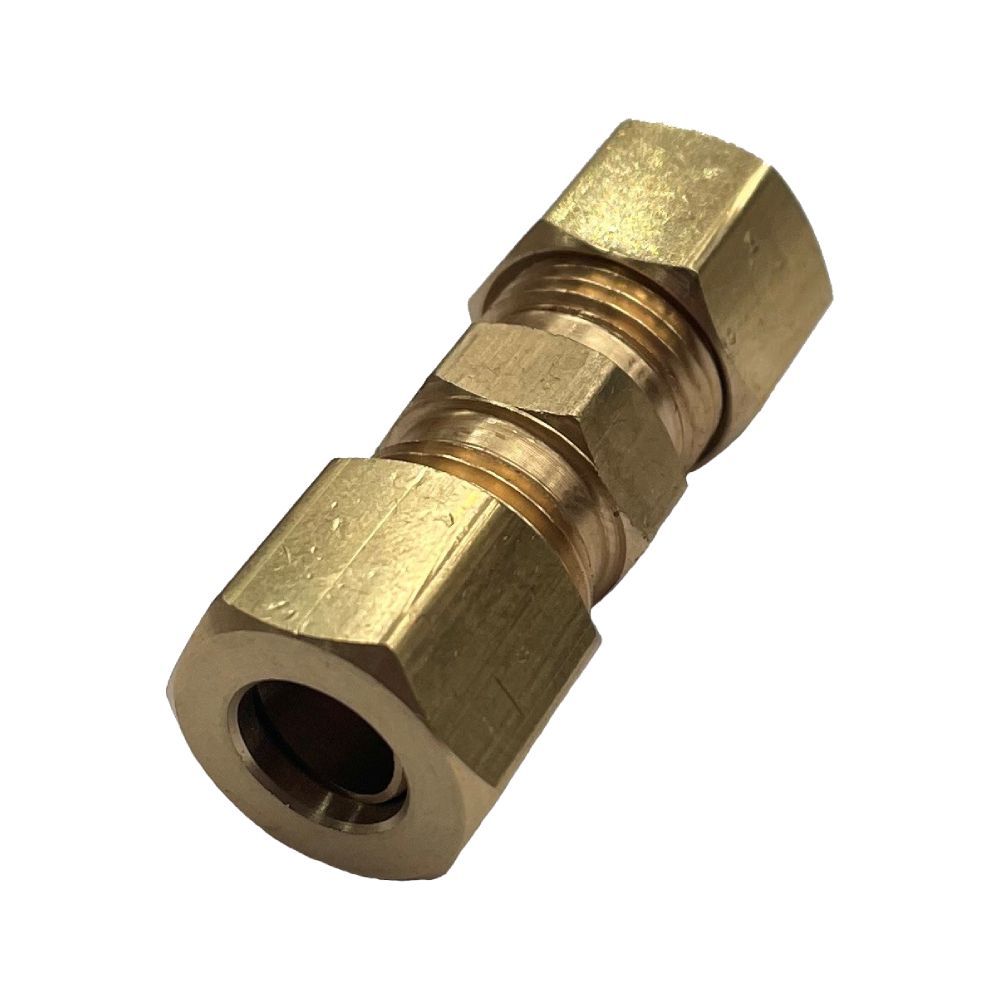 Brass Double Compression Union 5/16" (7.9mm) Hose Tube