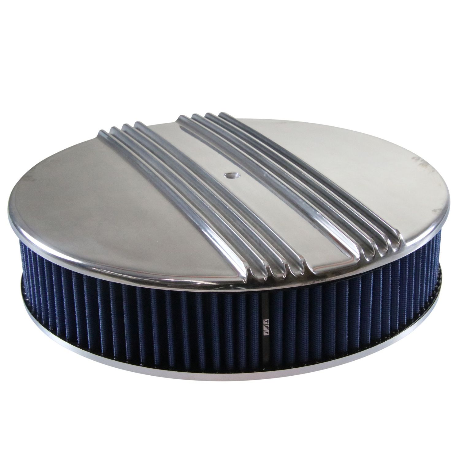 Dual Centre Finned Aluminium Air Cleaner 14" x 3" Holley Edelbrock Blue Filter