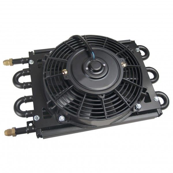 Derale Trans/Power/Fuel Cooler 12v fan 6 Pass 7-5/8 Derale Trans/Power/Fuel Cooler 12v fan 6 Pass 7-5/8"x13-5/8" -6AN Fittings 12730