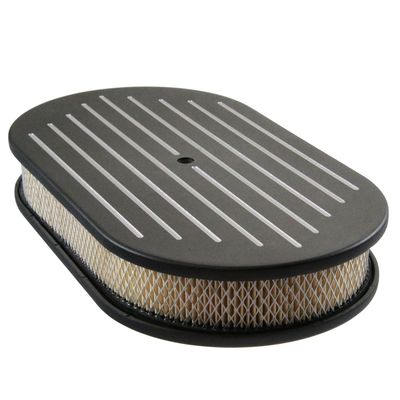 Oval Black Ball Milled Air Cleaner/Air Filter 15" x 2" Holley Edelbrock Quadrajet Carter