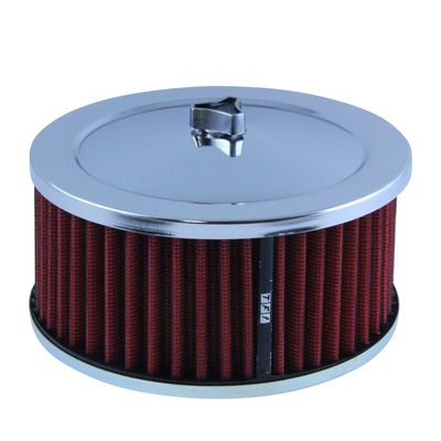 Chrome Air Cleaner/Air Filter 6-3/8" Wide x 3" Tall Suit 2-5/16" Carb Red Washable Element