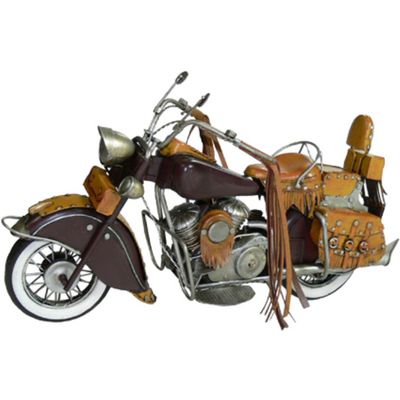 Automobelia Metal Collectable Indian Motorbike Ornament with Leatherette Handles