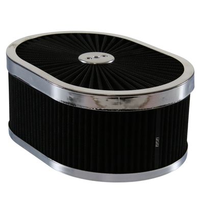 Oval Extraflow Chrome Edge Black Air Cleaner/Air Filter 12"x 4" Holley Edelbrock Quadrajet