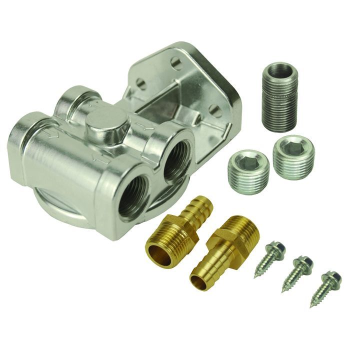 Derale Single Side Ports 1/2" NPT Remote Filter Mount Dual Side Ports 15729