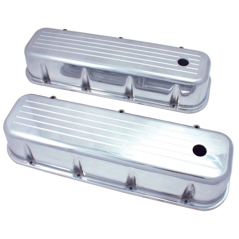 Valve Rocker Covers Alloy Chevrolet BB 396-502 Tall Polished Ball Milled Baffled-pr