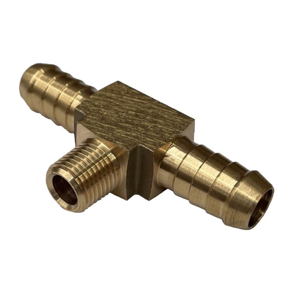Brass Branch Hose Tee 3/4" (19.1mm) Hose Tube to 1/2" (21mm) Male BSP Thread