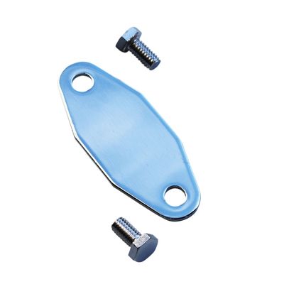 Ford 302-351-400 Cleveland V8 Chrome Fuel Pump Block Off Plate with Bolts